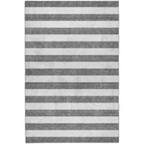 3' X 5' Charcoal And Ivory Striped Shag Washable Area Rug With UV Protection - HomeRoots - Flyclothing LLC