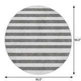 8' Charcoal And Ivory Striped Shag Washable Round Rug With UV Protection - HomeRoots - Flyclothing LLC
