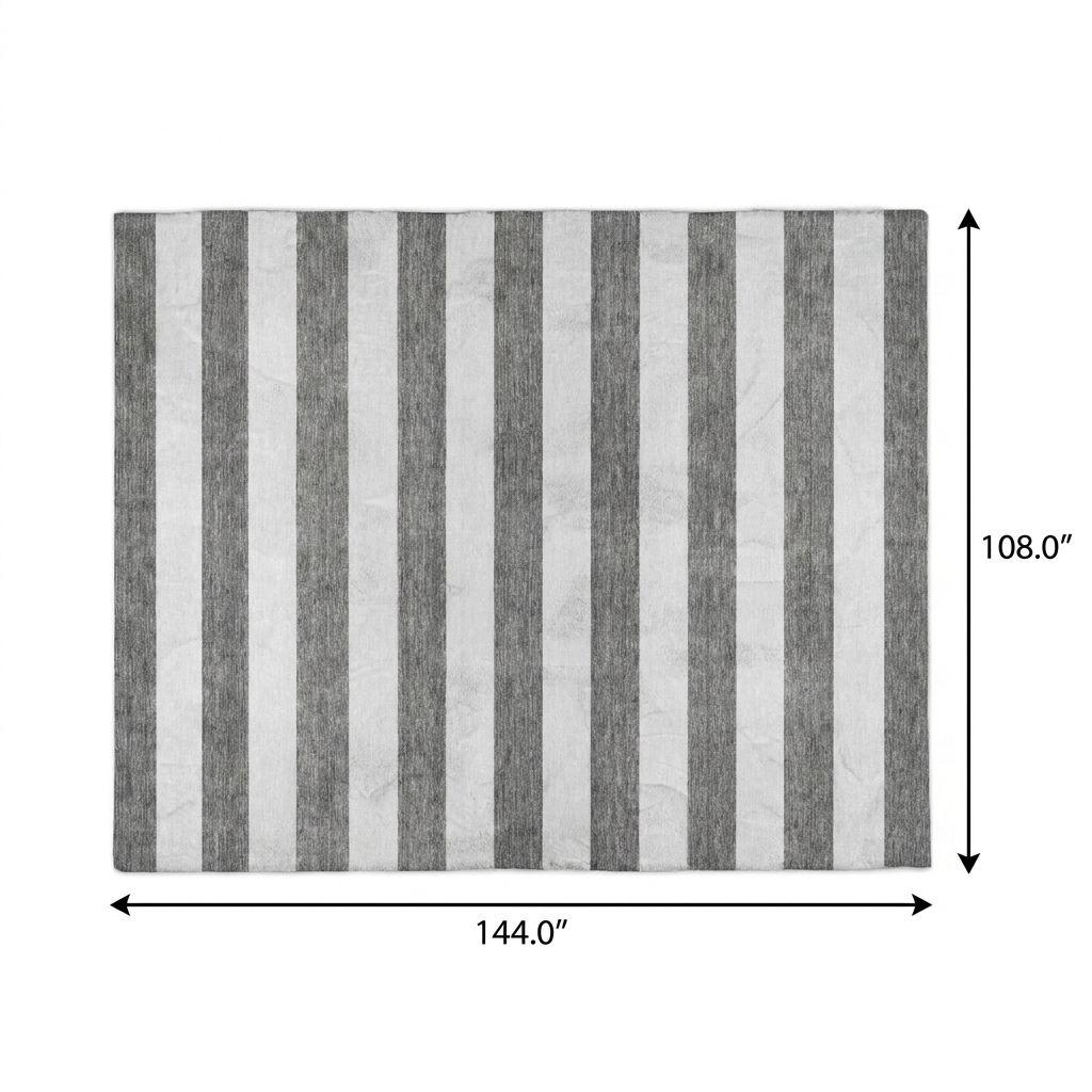 9' X 12' Charcoal And Ivory Striped Shag Washable Area Rug With UV Protection - HomeRoots - Flyclothing LLC