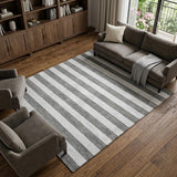 10' X 14' Charcoal And Ivory Striped Shag Washable Area Rug With UV Protection - HomeRoots - Flyclothing LLC