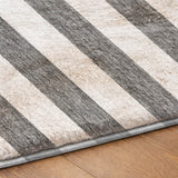 10' X 14' Charcoal And Ivory Striped Shag Washable Area Rug With UV Protection - HomeRoots - Flyclothing LLC