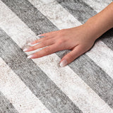 10' X 14' Charcoal And Ivory Striped Shag Washable Area Rug With UV Protection - HomeRoots - Flyclothing LLC