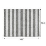 10' X 14' Charcoal And Ivory Striped Shag Washable Area Rug With UV Protection - HomeRoots - Flyclothing LLC