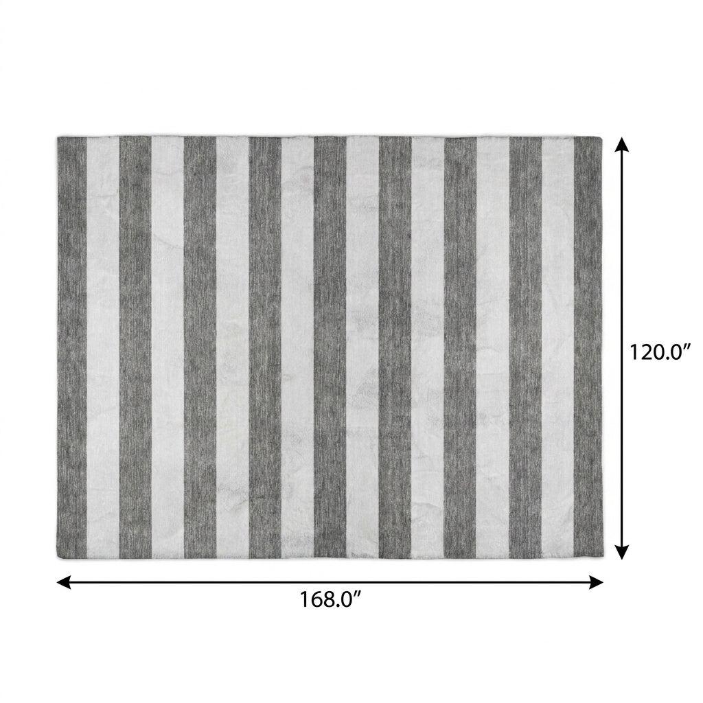 10' X 14' Charcoal And Ivory Striped Shag Washable Area Rug With UV Protection - HomeRoots - Flyclothing LLC