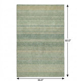 3' X 5' Green And Beige Striped Shag Washable Area Rug With UV Protection - HomeRoots - Flyclothing LLC