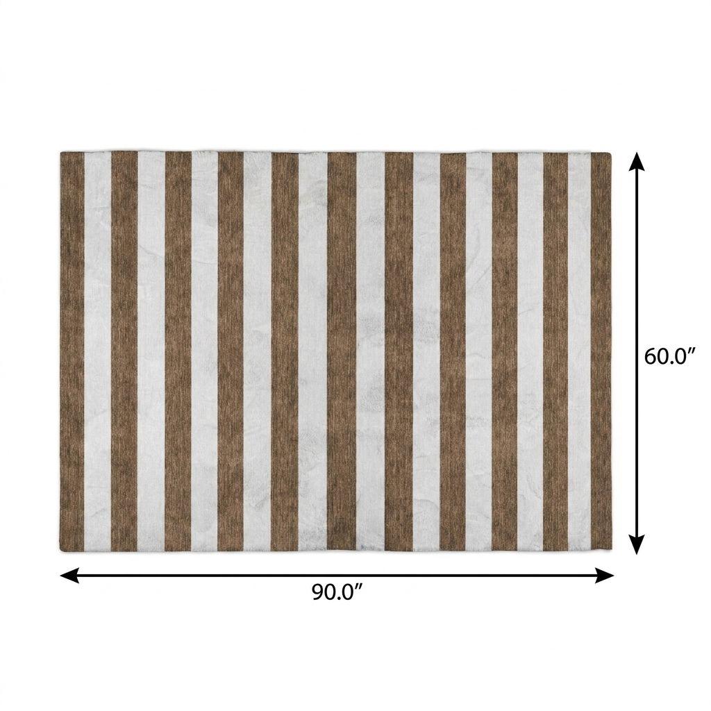 5' X 8' Chocolate And Ivory Striped Shag Washable Area Rug With UV Protection - HomeRoots - Flyclothing LLC