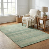 5' X 8' Green And Beige Striped Shag Washable Area Rug With UV Protection - HomeRoots - Flyclothing LLC