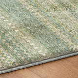 5' X 8' Green And Beige Striped Shag Washable Area Rug With UV Protection - HomeRoots - Flyclothing LLC