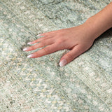 5' X 8' Green And Beige Striped Shag Washable Area Rug With UV Protection - HomeRoots - Flyclothing LLC