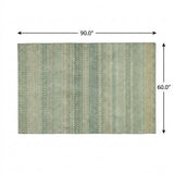 5' X 8' Green And Beige Striped Shag Washable Area Rug With UV Protection - HomeRoots - Flyclothing LLC