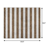 8' X 10' Chocolate And Ivory Striped Shag Washable Area Rug With UV Protection - HomeRoots - Flyclothing LLC