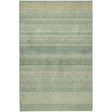 8' X 10' Green And Beige Striped Shag Washable Area Rug With UV Protection - HomeRoots - Flyclothing LLC