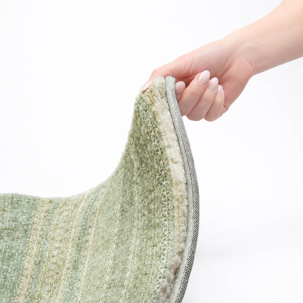 8' X 10' Green And Beige Striped Shag Washable Area Rug With UV Protection - HomeRoots - Flyclothing LLC