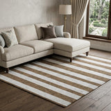 10' X 14' Chocolate And Ivory Striped Shag Washable Area Rug With UV Protection - HomeRoots - Flyclothing LLC
