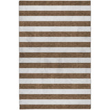 10' X 14' Chocolate And Ivory Striped Shag Washable Area Rug With UV Protection - HomeRoots - Flyclothing LLC