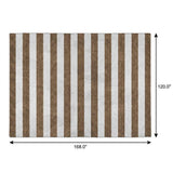 10' X 14' Chocolate And Ivory Striped Shag Washable Area Rug With UV Protection - HomeRoots - Flyclothing LLC