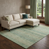 10' X 14' Green And Beige Striped Shag Washable Area Rug With UV Protection - HomeRoots - Flyclothing LLC