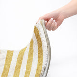 3' X 5' Gold And Ivory Striped Shag Washable Area Rug With UV Protection - HomeRoots - Flyclothing LLC