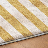 9' X 12' Gold And Ivory Striped Shag Washable Area Rug With UV Protection - HomeRoots - Flyclothing LLC