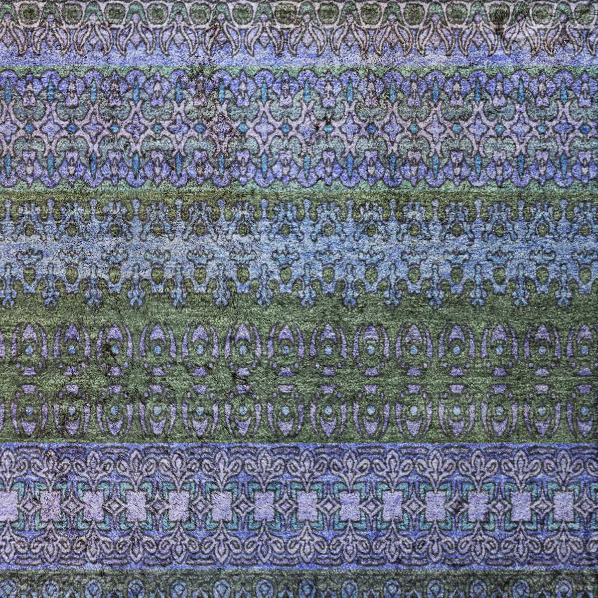 9' X 12' Blue And Denim Blue Striped Shag Washable Area Rug With UV Protection - HomeRoots - Flyclothing LLC