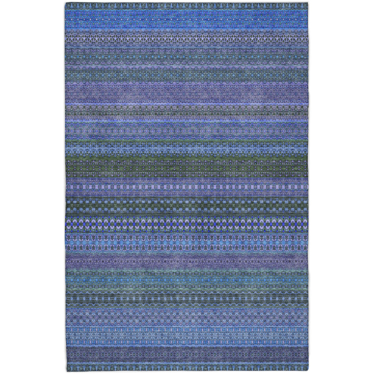 10' X 14' Blue And Denim Blue Striped Shag Washable Area Rug With UV Protection - HomeRoots - Flyclothing LLC