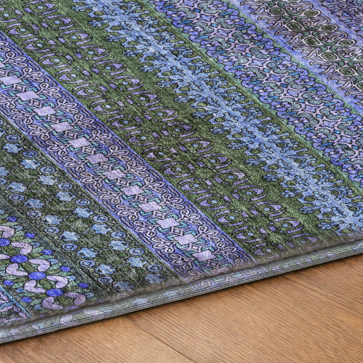 10' X 14' Blue And Denim Blue Striped Shag Washable Area Rug With UV Protection - HomeRoots - Flyclothing LLC