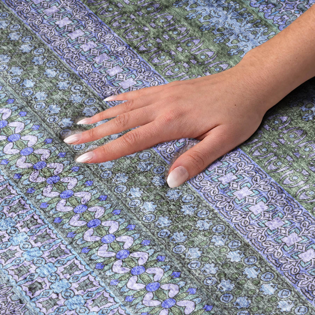 10' X 14' Blue And Denim Blue Striped Shag Washable Area Rug With UV Protection - HomeRoots - Flyclothing LLC