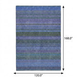 10' X 14' Blue And Denim Blue Striped Shag Washable Area Rug With UV Protection - HomeRoots - Flyclothing LLC
