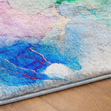 5' X 8' Blue And Teal Abstract Shag Washable Area Rug With UV Protection - HomeRoots - Flyclothing LLC