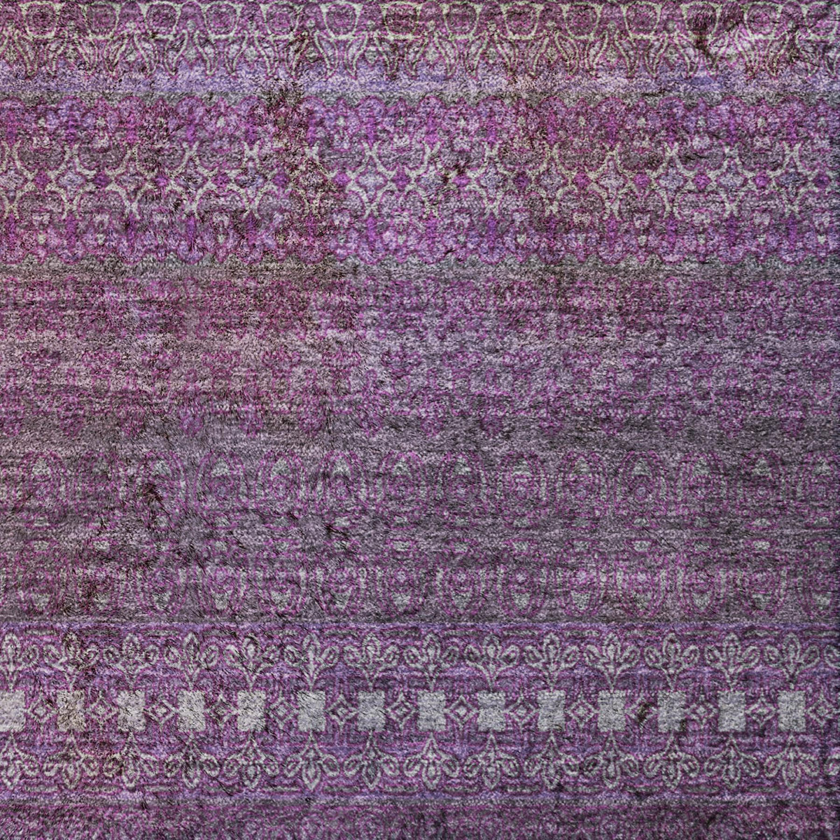5' X 8' Eggplant And Purple Striped Shag Washable Area Rug With UV Protection - HomeRoots - Flyclothing LLC