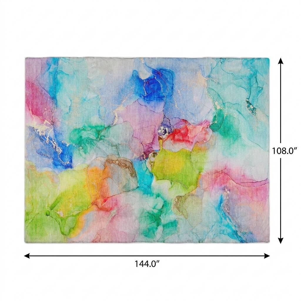9' X 12' Blue And Teal Abstract Shag Washable Area Rug With UV Protection - HomeRoots - Flyclothing LLC