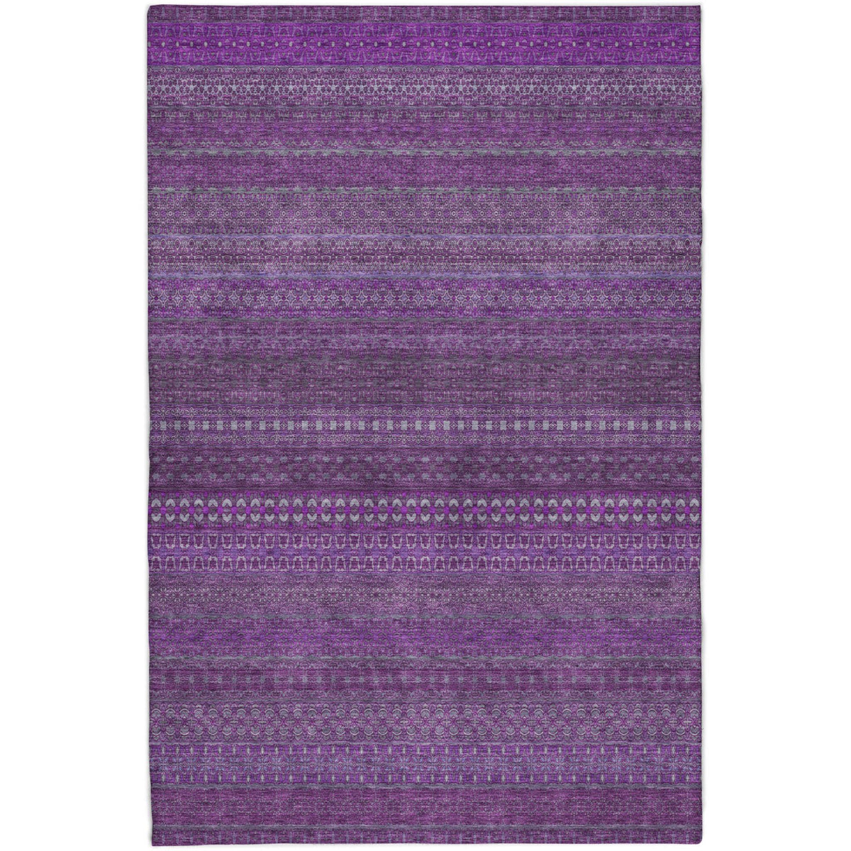8' X 10' Eggplant And Purple Striped Shag Washable Area Rug With UV Protection - HomeRoots - Flyclothing LLC