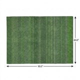 5' X 8' Fern Green And Green Striped Shag Washable Area Rug With UV Protection - HomeRoots - Flyclothing LLC
