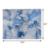 8' X 10' Navy Blue And Denim Blue Abstract Shag Washable Area Rug With UV Protection - HomeRoots - Flyclothing LLC
