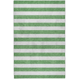 8' X 10' Green And Ivory Striped Shag Washable Area Rug With UV Protection - HomeRoots - Flyclothing LLC