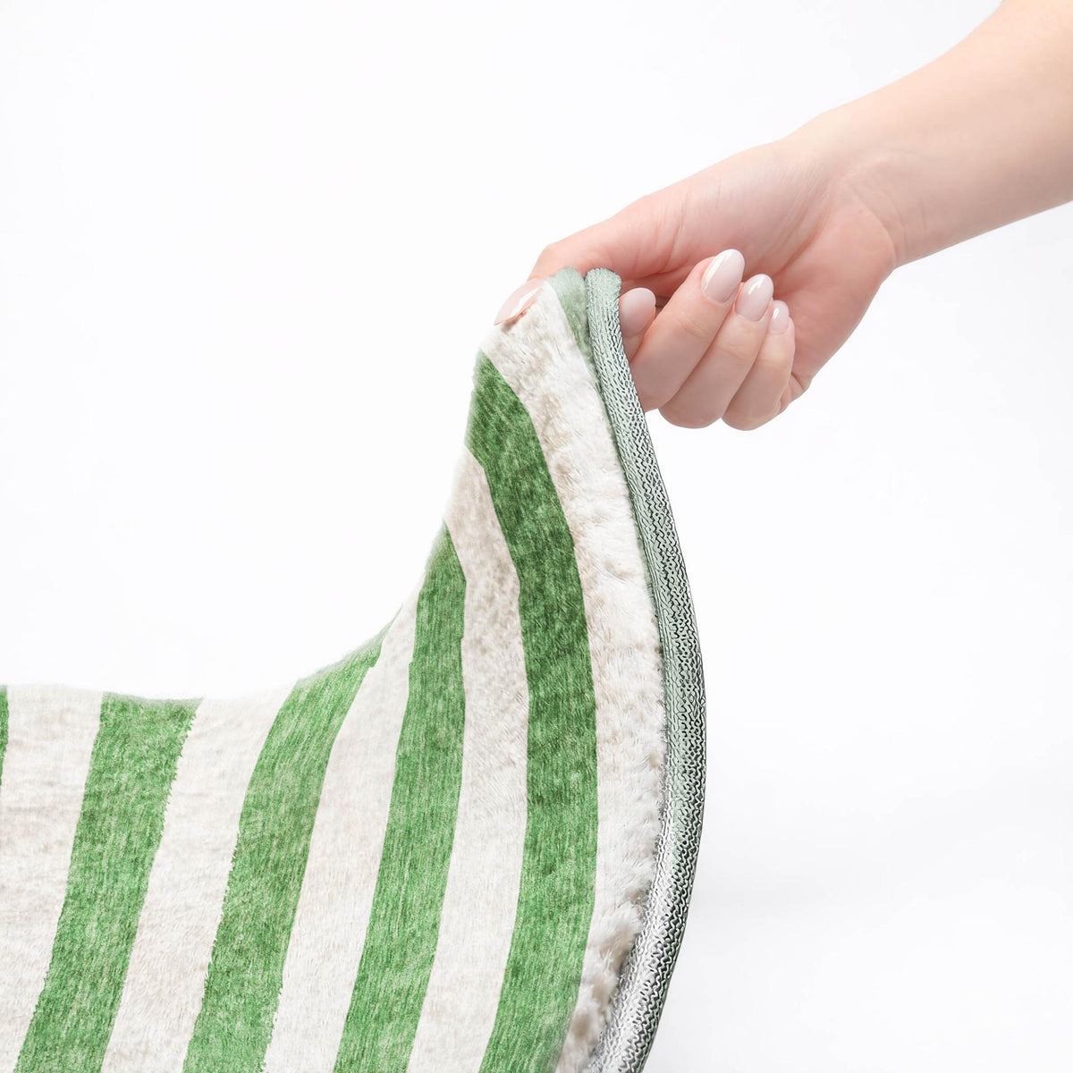 8' X 10' Green And Ivory Striped Shag Washable Area Rug With UV Protection - HomeRoots - Flyclothing LLC