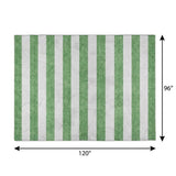 8' X 10' Green And Ivory Striped Shag Washable Area Rug With UV Protection - HomeRoots - Flyclothing LLC