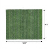 8' X 10' Fern Green And Green Striped Shag Washable Area Rug With UV Protection - HomeRoots - Flyclothing LLC
