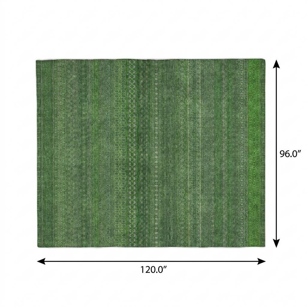 8' X 10' Fern Green And Green Striped Shag Washable Area Rug With UV Protection - HomeRoots - Flyclothing LLC