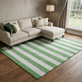 9' X 12' Green And Ivory Striped Shag Washable Area Rug With UV Protection - HomeRoots - Flyclothing LLC