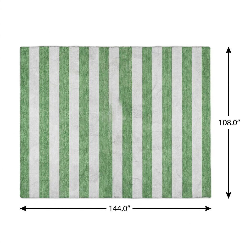 9' X 12' Green And Ivory Striped Shag Washable Area Rug With UV Protection - HomeRoots - Flyclothing LLC