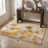 3' X 5' Orange And Copper Abstract Shag Washable Area Rug With UV Protection - HomeRoots - Flyclothing LLC