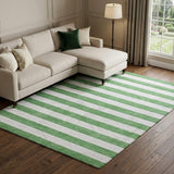 10' X 14' Green And Ivory Striped Shag Washable Area Rug With UV Protection - HomeRoots - Flyclothing LLC