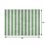 10' X 14' Green And Ivory Striped Shag Washable Area Rug With UV Protection - HomeRoots - Flyclothing LLC
