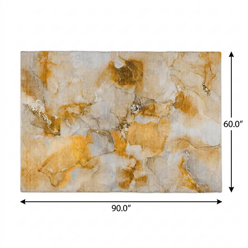 5' X 8' Orange And Copper Abstract Shag Washable Area Rug With UV Protection - HomeRoots - Flyclothing LLC