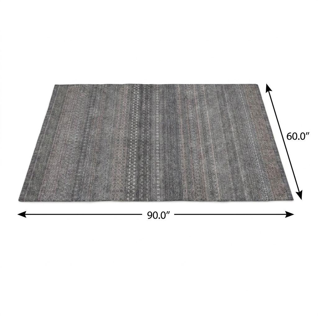 5' X 8' Gray And Charcoal Striped Shag Washable Area Rug With UV Protection - HomeRoots - Flyclothing LLC