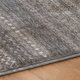 8' X 10' Gray And Charcoal Striped Shag Washable Area Rug With UV Protection - HomeRoots - Flyclothing LLC