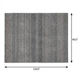 8' X 10' Gray And Charcoal Striped Shag Washable Area Rug With UV Protection - HomeRoots - Flyclothing LLC