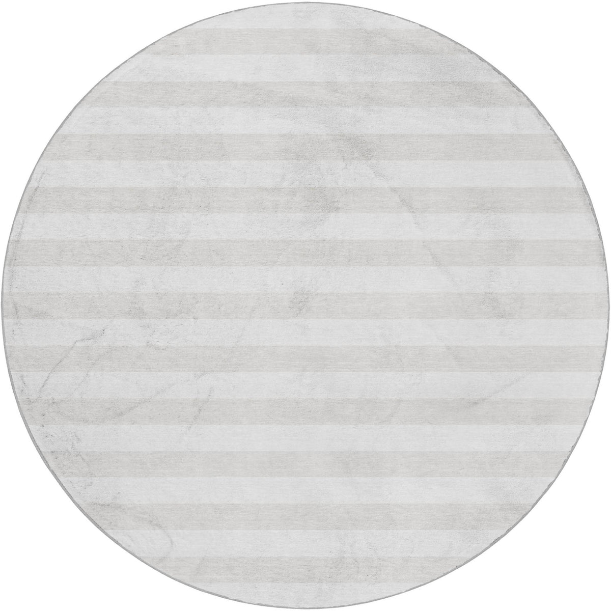 8' Ivory And Cream Striped Shag Washable Round Rug With UV Protection - HomeRoots - Flyclothing LLC