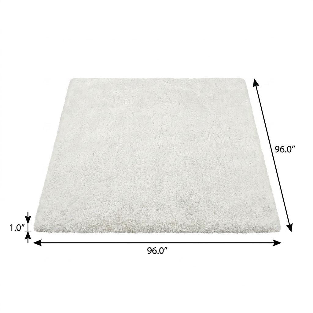 8' Ivory And Cream Striped Shag Washable Round Rug With UV Protection - HomeRoots - Flyclothing LLC